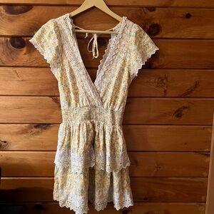 American Eagle Outfitters Yellow Floral Lace Dress